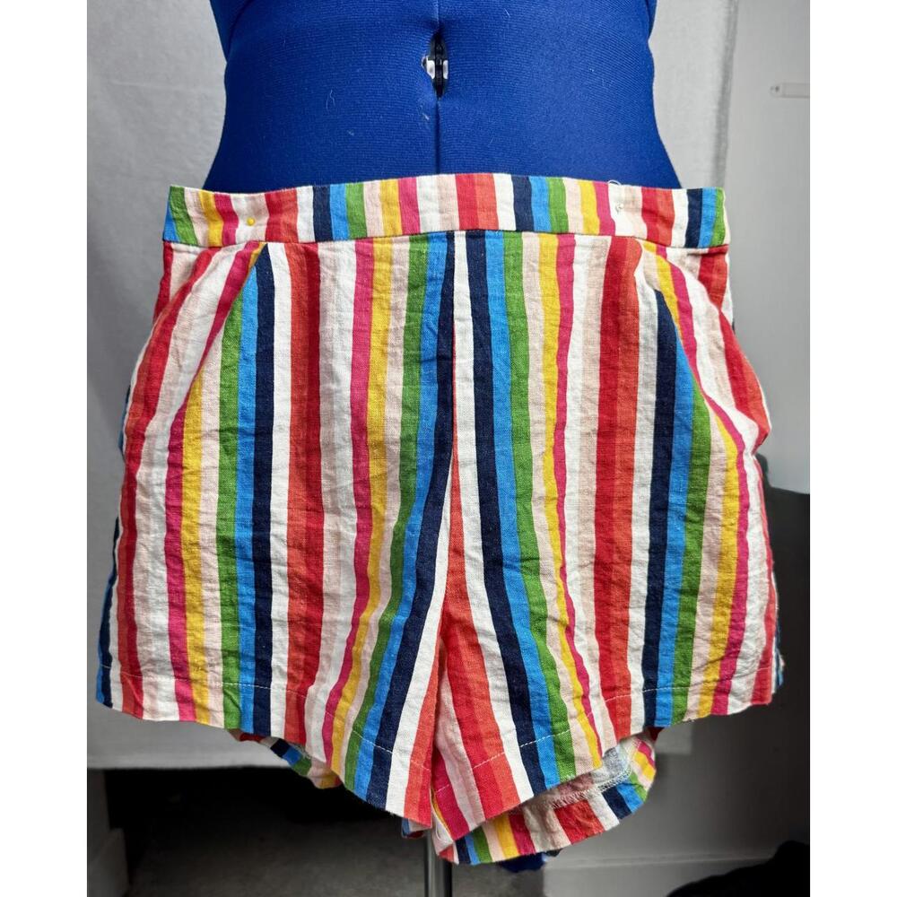 lush rainbow stripe linen shorts colorful‎ festival summer boho vacation pride